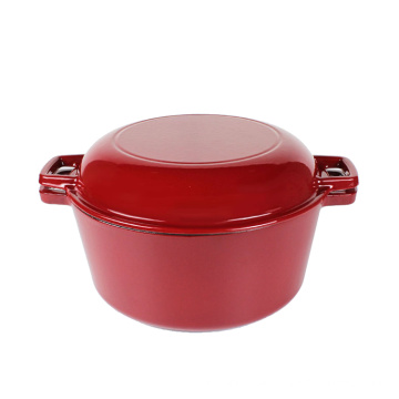 Heavy Duty Pre-Seasoned 2 In 1 Cast Iron 5.0QT Double Dutch Oven